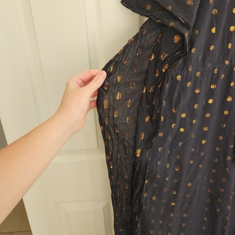 Gypsie Blu Black and Gold Polka-dot Midi Swim Cover. One size fits all - Picture 7 of 9